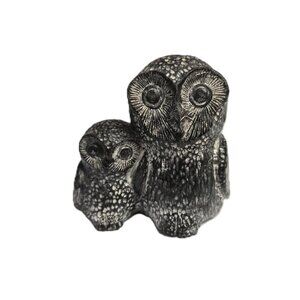 VTG Soapstone Carving:Two Owls - Nuvuk Canada Birdcore Ornithology Rustic Scandi